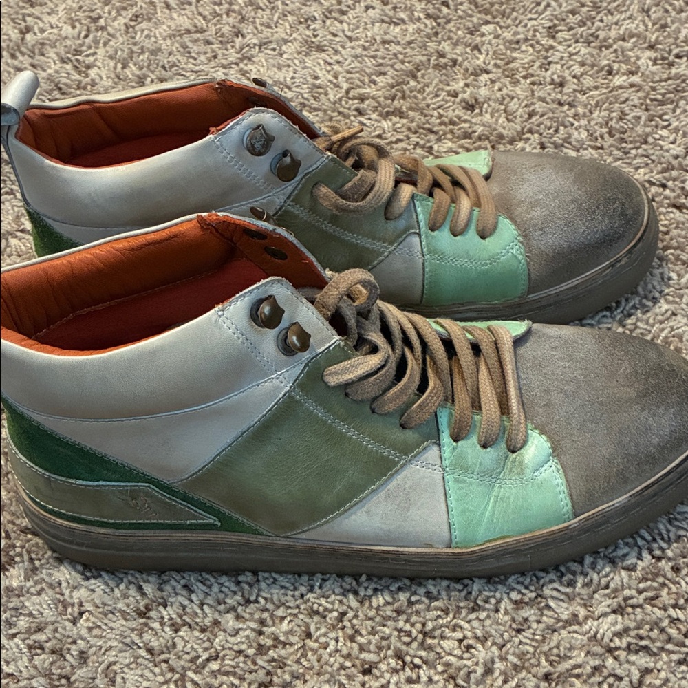Roan by Bed Stu Stylish Green and Gray High-Top Sneakers